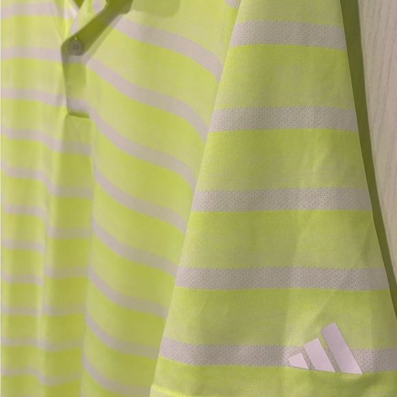 Adidas Men's  Green and gray Striped Polo Golf Vacation - Picture 3 of 4